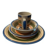 Mulberry Home Collection Portofino SWIRL RAINBOW 4 Piece Place Setting New - £52.03 GBP