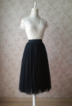 BLACK Midi Tulle Skirt Outfit Women Custom Plus Size Black Tulle Skirt image 4