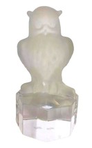1985 Goebel Frosted Lead Crystal Owl Figurine Paperweight Clear Base Germany - £32.16 GBP
