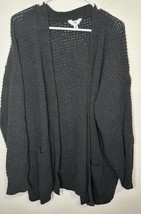 Time And Tru Women’s Black Open Front Knitted Pocketed Longline Cardigan... - $470.96 MXN