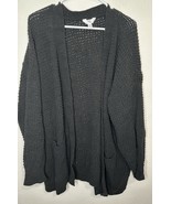 Time And Tru Women’s Black Open Front Knitted Pocketed Longline Cardigan... - $24.74