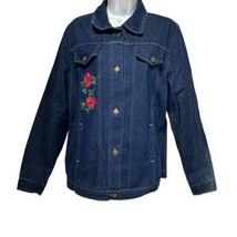 lord Isaac’s rose embroidered Blue Denim jean jacket Size M - $28.70