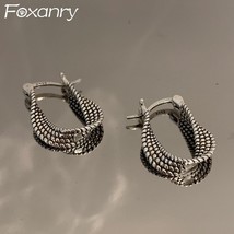 FOXANRY Vintage Punk Silver Color Earrings for Women New Fashion Creative Twist  - £10.46 GBP