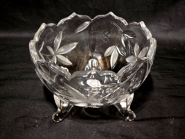 MIKASA 6&quot; Footed Crystal Bowl GARDEN TERRACE Etched Candy Trinket Nut Dish - $18.99