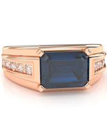 Men&#39;s Lab-Created Sapphire Diamond Channel Ring In Solid 14k Rose Gold - $15,794.35 MXN