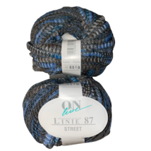 Lot of 2 ONline Linie 87 Street Bulky Cotton Wrapped Tape Ribbon Yarn Blue Gray - £6.79 GBP