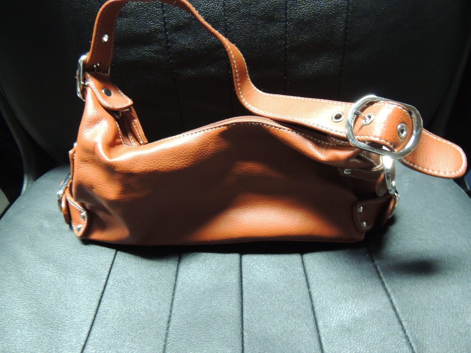 St. Johns Bay Belt Buckle Style Women&#39;s Purse/Handbag Brown Small Size 5... - $10.06