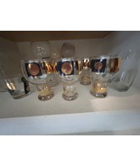 6 Vintage  MCM Cera International Coin Black and Gold Glasses Mid Centur... - €55,08 EUR