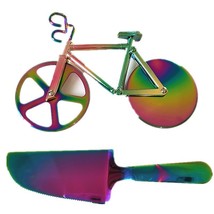 Bicycle Pizza Cutter Stainless Steel Bike Pizza Slicer With Pizza Shovel - £14.19 GBP