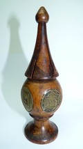 Old Vintage Judaica Olive-Wood Besamim Container, Jerusalem Medallions H 14.5 cm - £58.83 GBP