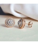 1.50 CT Coupe Ronde Imitation Diamant Femmes Clou Boucles 14k Plaqué or ... - $83.87