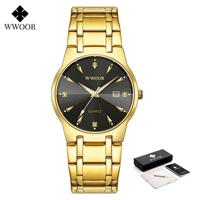 Diamond Fashion Watch For Men  Date Male Watch Gold Luxury Quartz Bracelet Wrist - £28.95 GBP