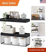 Elegant Black Floating Shelves for Home Decor - 2-Piece Set with 25 lb C... - $747.27 MXN