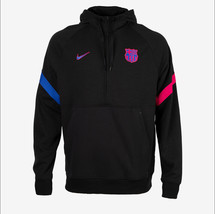 Nike FC Barcelona Travel Fleece Hoodie Sports Jacket Black Asian Fit DB7814-014 - £88.89 GBP