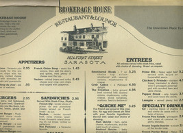 Brokerage House Restaurant &amp; Lounge  Menu Sarasota Florida 1970&#39;s - $34.61