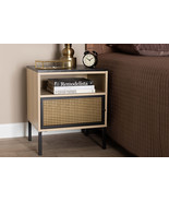 Mabon Two-Tone Black and Gold Metal and Light Brown 1-Door End Table - $109.46 CAD
