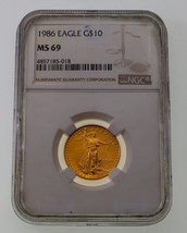 1986 G $ 10 Oro 1/4 Oz. American Eagle Selezionato Da NGC Come MS-69 - £576.61 GBP