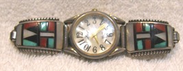 Zuni Sterling Silver HE Cellicion Watchband TIPS -Inlay mosaic of Turquo... - $61.60 CAD
