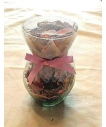 POTPOURRI Subtle floral scent in 5&quot; clear glass vase with pink-tied netting - $4.00