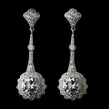 Kunst Deko 2.30 Karat Runde Künstlicher Diamant Inspiriert Ohrringe 925 Silber - £220.79 GBP