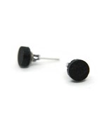 Black Wooden Stud Earrings, Handmade Laser-Cut Round Design, Minimalist ... - $262.08 MXN