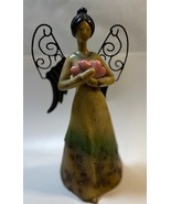 Angel Figurine Holding Three Pink Hearts - Elyse - £18.52 GBP