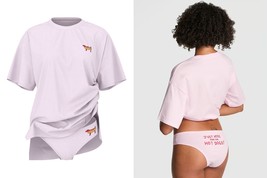 Victoria&#39;s Secret PINK Cotton Short Sleeve Tee &amp; Panty Set Pink here for... - $720.84 MXN