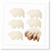 Rustic Charm: Grizzly Wood Wall Art - 20Pcs Unfinished Bear Wooden Ornam... - £18.31 GBP