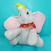 Disney Dumbo Grey Elephant Stuffed Plush Animal Yellow Hat 16&quot; Soft Blue Eyes - £15.58 GBP