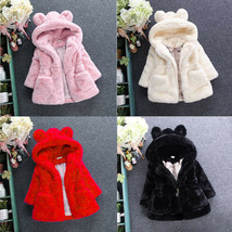 Winter Baby Girls Clothes Faux Fur Fleece Coat Warm Jacket Hooded Outerwear - £10.26 GBP