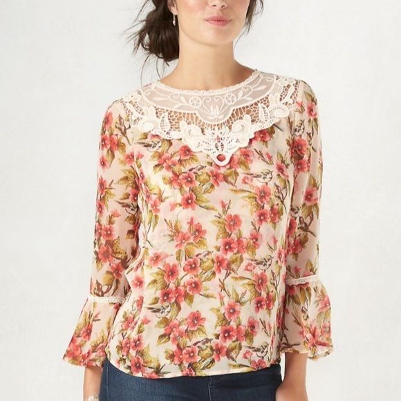 Disney's Snow White Collection by LC Lauren Conrad Lace Peasant Top XS