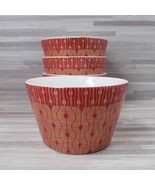 (4) 222 Fifth Theorie Red Porcelain Fine Dessert Bowls Red Gold White - $27.87