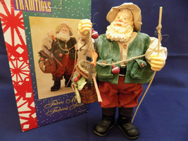 Traditions Fabric Mache Fishing Santa - 101/2&quot; Tall - Excellent - Original Box - £14.99 GBP