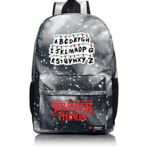 Stranger Things Theme Grey Lightning Backpack Daypack Schoolbag Letters - £23.97 GBP