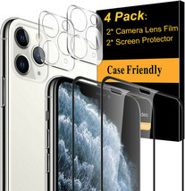 For iPhone 11 12 Pro Max FULL COVER Tempered Glass Screen Protector+Came... - £8.39 GBP+