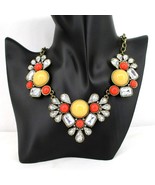 J Crew Necklace Butterscotch Yellow Orange Clear Rhinestone Statement Co... - $22.99 CAD