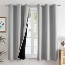 Chrisdowa 100% Blackout Curtains For Bedroom With, Light Grey, 42 X 63 Inch - £31.33 GBP