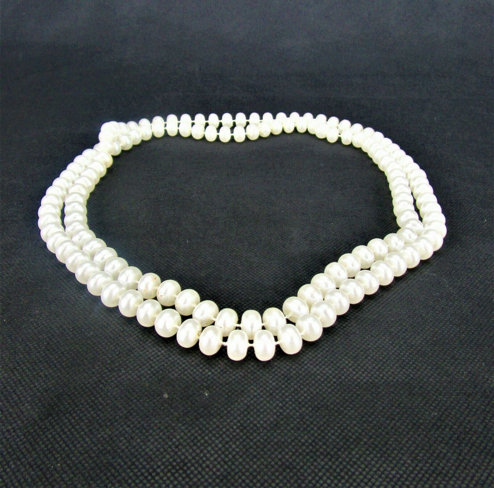 Vintage Costume Jewelry, Single Strand Faux Oblong Pearl Necklace, LONG ... - $8.77