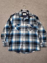 Northwest Territory Vintage Flannel Shirt Womens L Blue Plaid Long Sleeve - £15.37 GBP