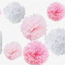Floral Bliss: 20pcs Mixed Tissue Paper Pom Poms - Elegant Wedding, Party... - $27.71