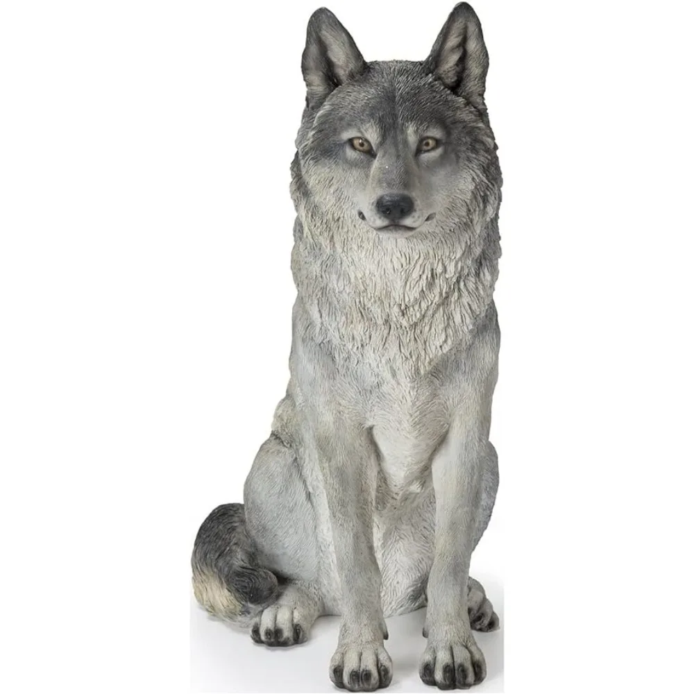 Decoration Home Decorations Sitting Grey Wolf Statue Sculptures &amp; Figurine - £292.39 GBP