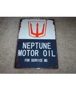 New &quot;Neptune Motor Oil&quot; Tin Metal Sign Simulated Wear and Tear Patina 8&quot;... - £19.65 GBP