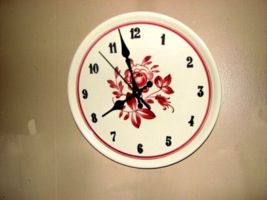 Dinner Plate Wall Clock 11&quot; Royal Burgundy Rose&#39;s and Border, # 258 - $26.24