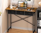 Small Writing Desk With 3 Drawers For Bedroom, 37.2 Inch Computer, Rusti... - $73.92