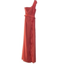 WHITE by Vera Wang Tangerine One Shoulder Ruffled Evening Gown Dress Womens 2 - £35.97 GBP