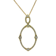 14K Yellow Gold 0.50 Carat Round Cut Diamond Oval Pendant In 18" Chain Necklace - £910.37 GBP