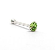 Nose Stud Peridot Tiny Tri Claw Set Crystal Gem 22g (0.6mm) 925 Silver Ball End - £4.28 GBP