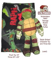 Teenage Mutant Ninja Turtles Ralph 16 inch Plush Toy &amp; TMNT Throw Blanket - Used - £11.95 GBP