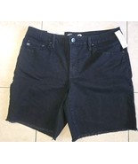 Seven7 Women's 5" Fray Hem Mid Rise  Black Denim Weekend Shorts Size 12 - $45.09