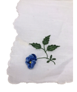 Vtg 1940s Handkerchief Pansy Floral Raised Embroidered Corner Edges Whit... - $20.38 CAD